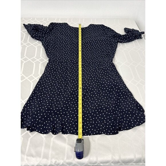 LOFT Woman's Short Sleeve Blue White Polka Dots Ruffle sleeves Dress Size 14 - Picture 9 of 13